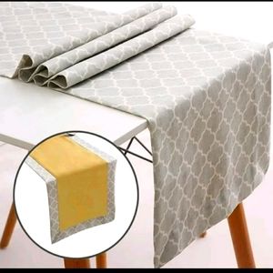 Table runner double-sided reversible retro pattren grey Size:"14×72" expectland